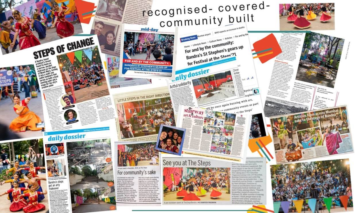 A collage of newspaper and magazine clippings about The Steps